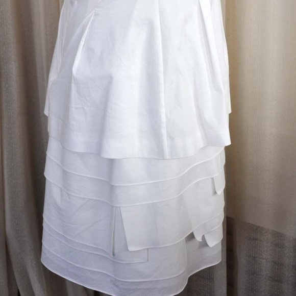 BCBG Maxazria White Strapless Tiered Pleated Cocktail Party Prom Dress - Picture 7 of 8